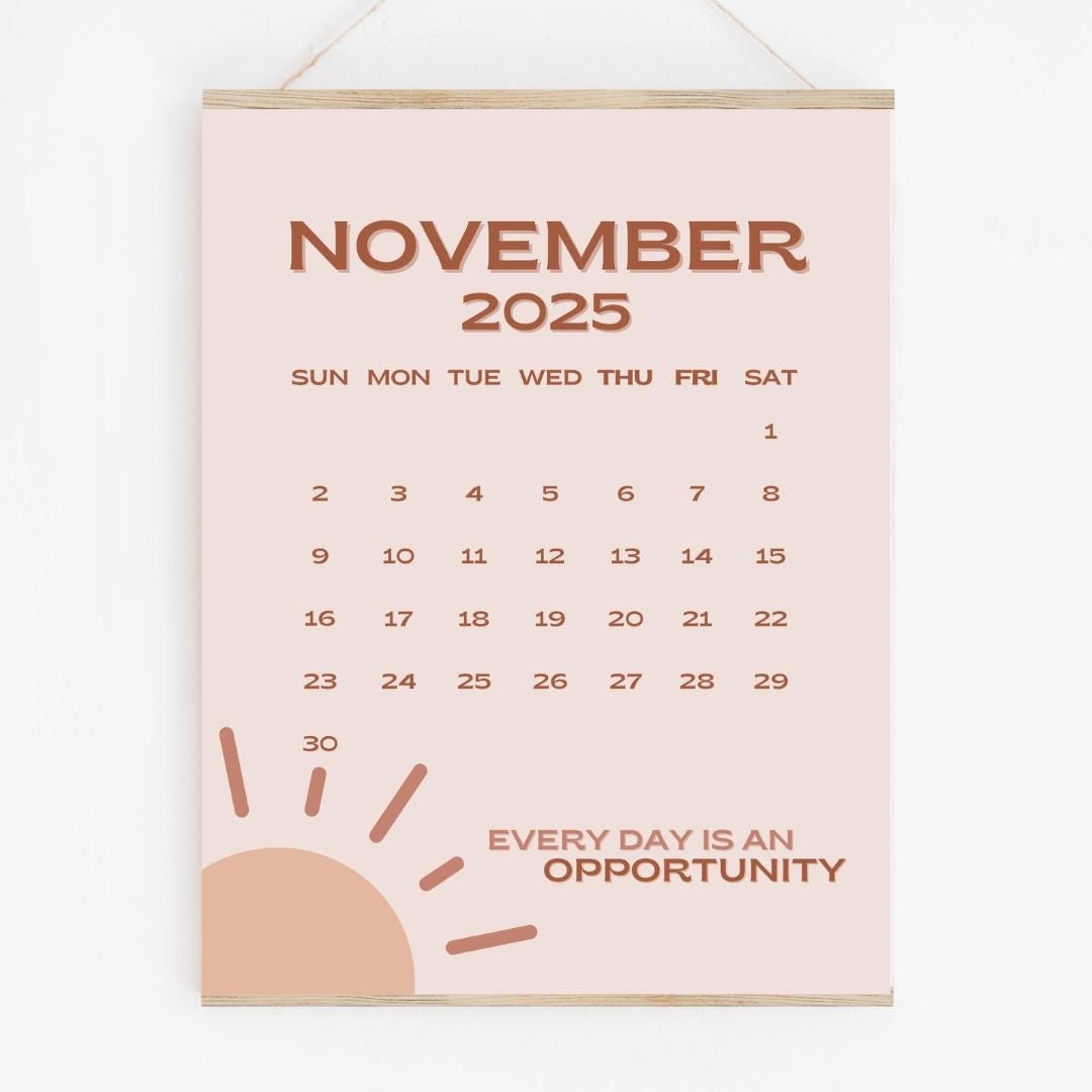 November 2025 Calendar Printable PDF November 2025 Page November 2025 Boho November Calendar 2025 Cute Calendar Nov Cal Digital Download Etsy