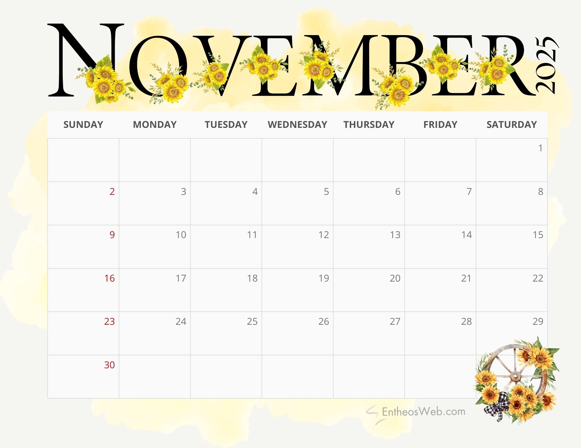 November Monthly Calendar 2025 November Monthly Calendar 2025