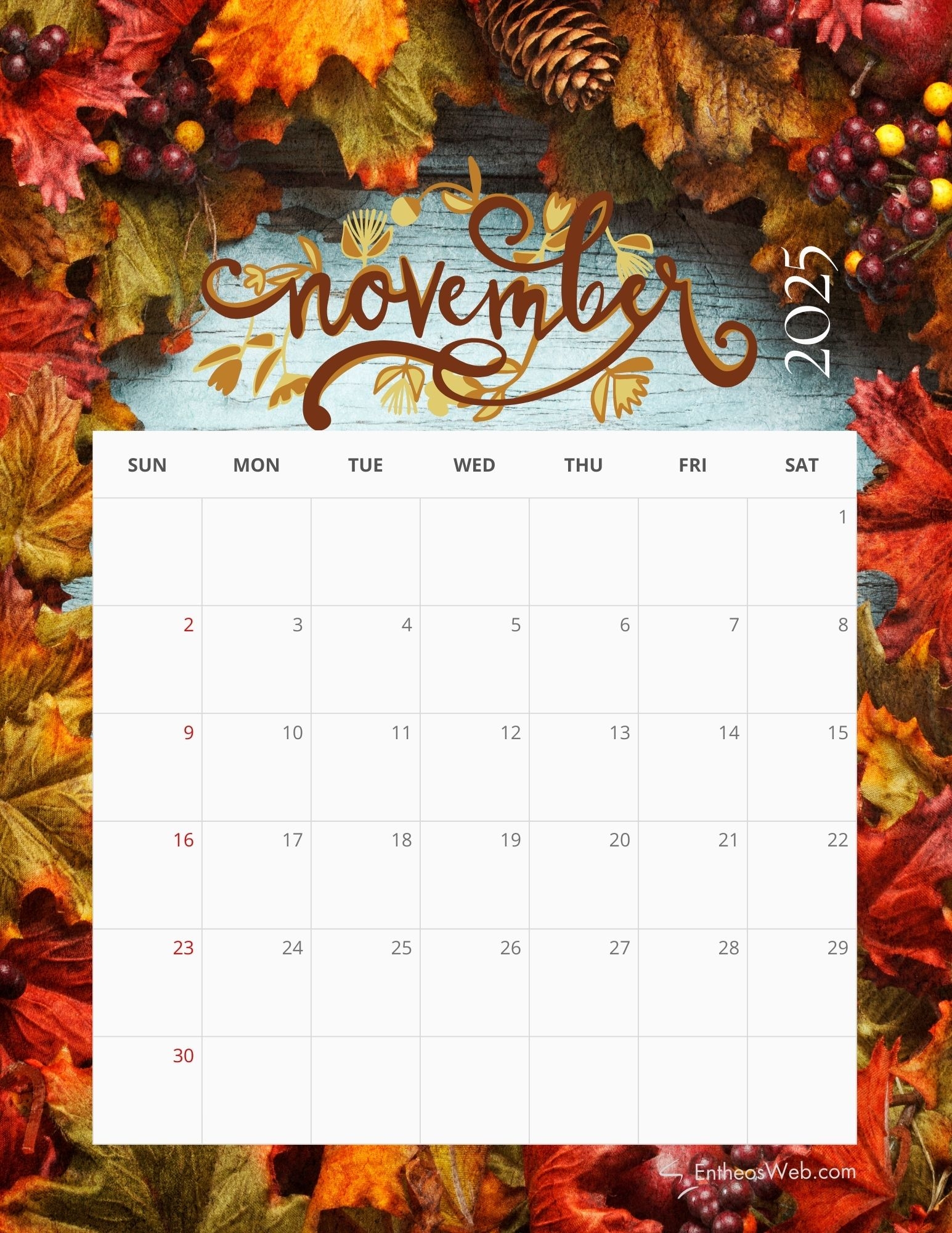 Free Calendar November 2025