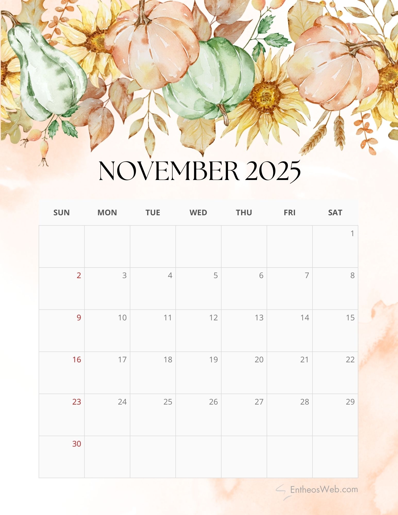 November 2025 Calendar Printables EntheosWeb
