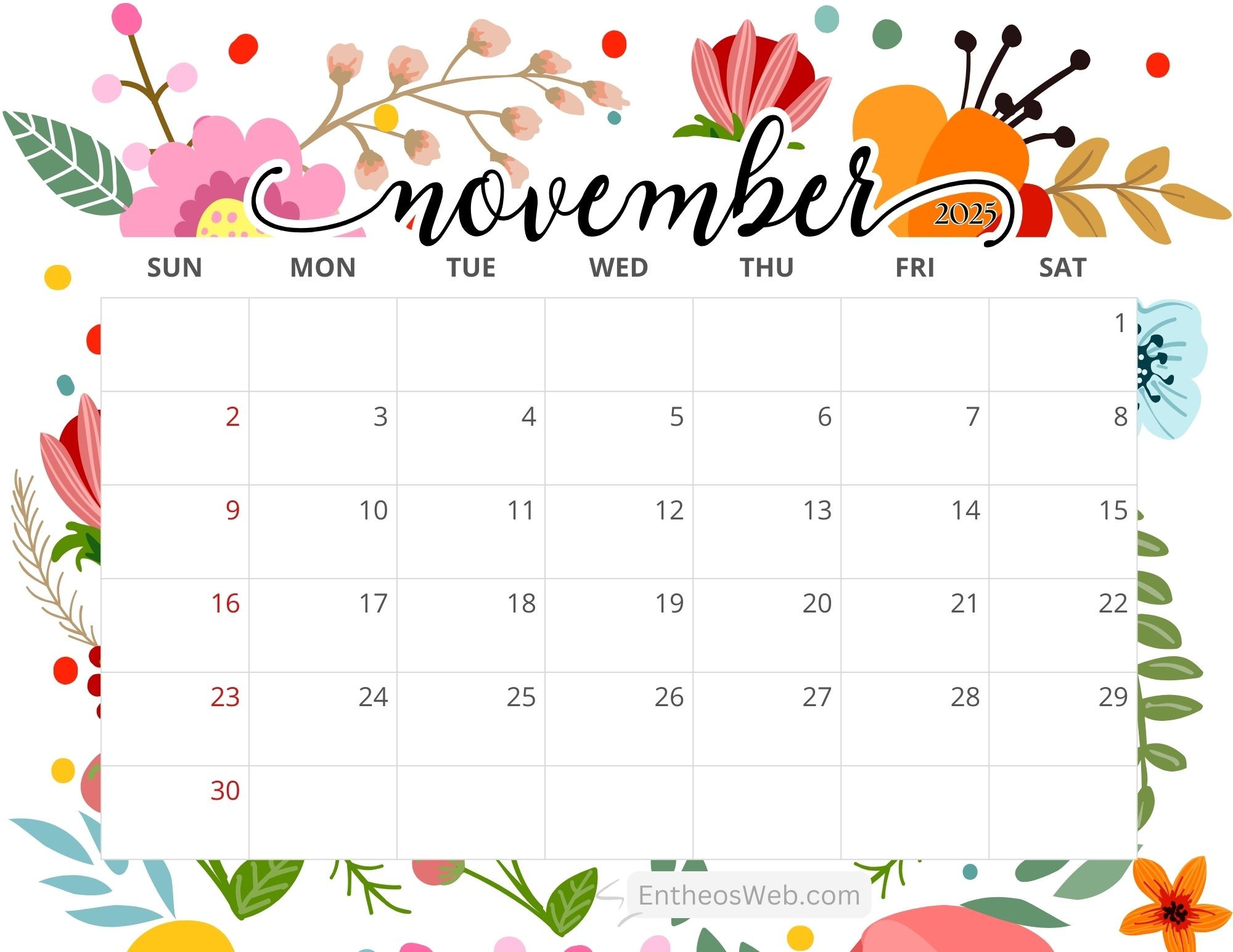 November 2025 Calendar Printables EntheosWeb November 2025 Calendar Printables EntheosWeb