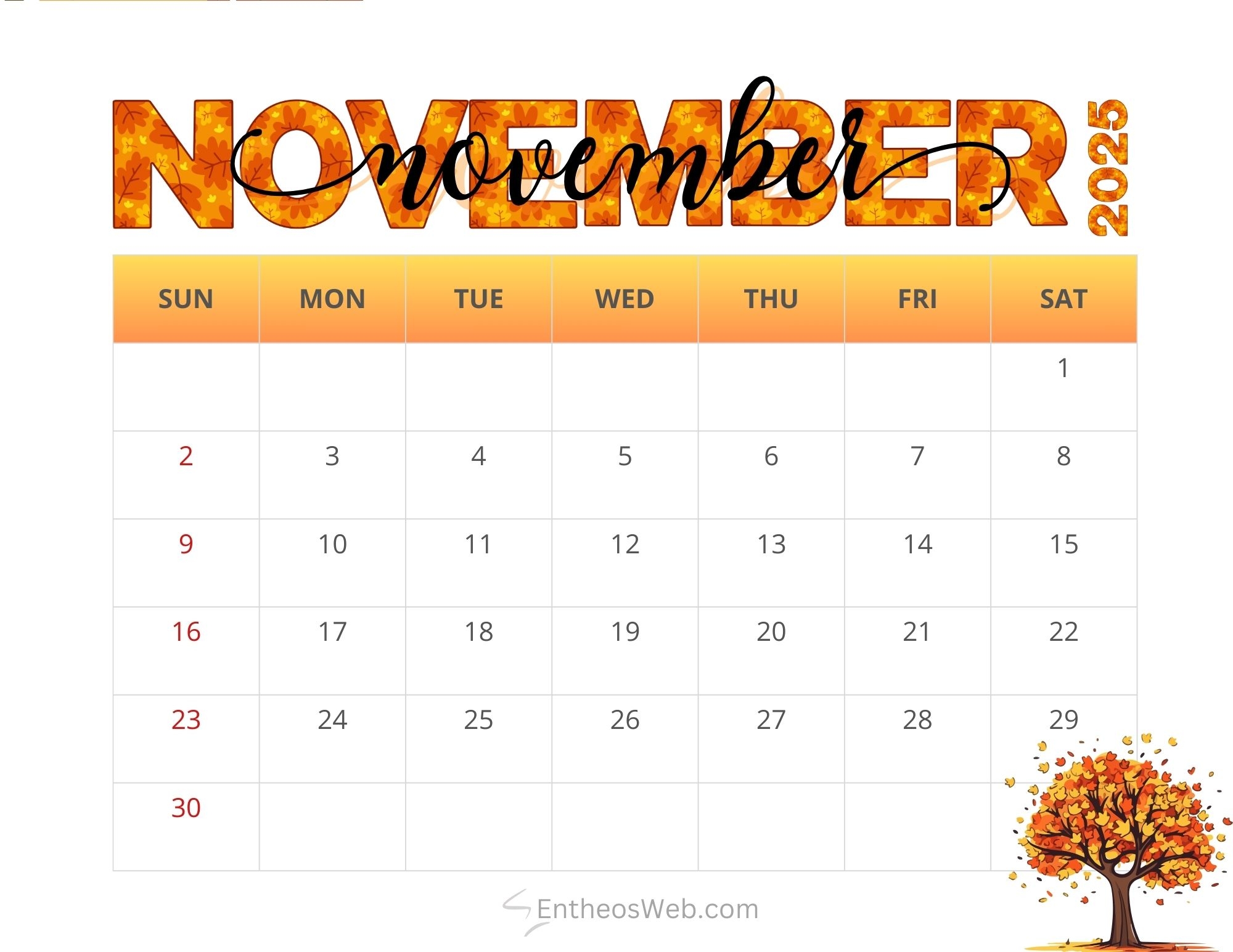 November 2025 Calendar Printables EntheosWeb November 2025 Calendar Printables EntheosWeb