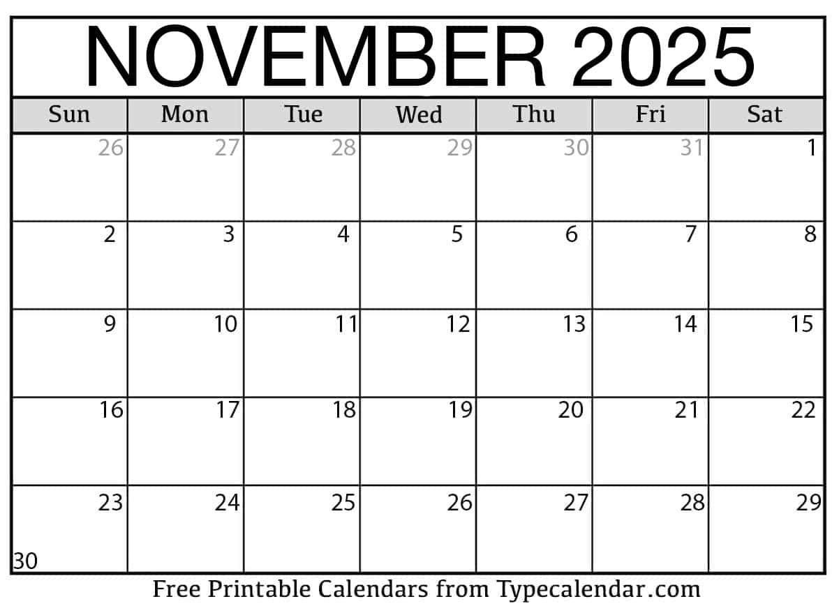 November 2025 Calendars Free Printable Templates November 2025 Calendars Free Printable Templates