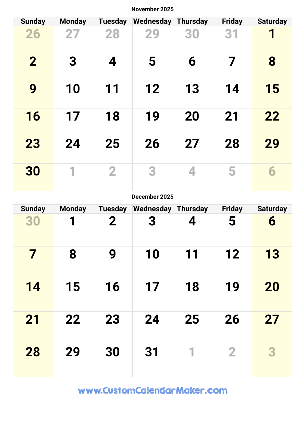 Show Me The Calendar For November 2025