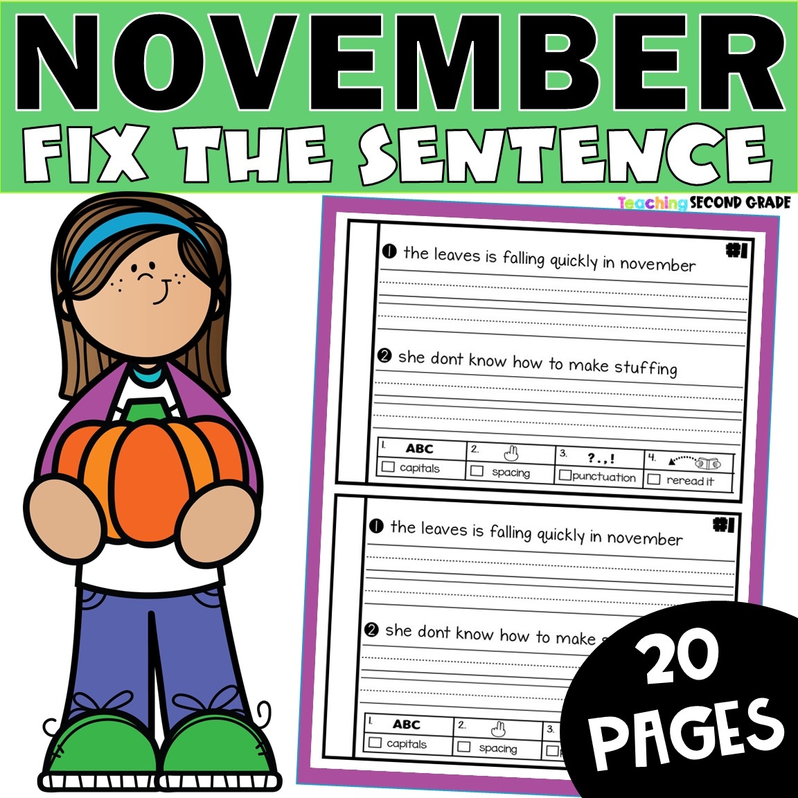 November Fix The Sentence Worksheets Sentence Editing Daily Oral Language DOL Teaching Second Grade November Fix The Sentence Worksheets Sentence Editing Daily Oral Language DOL Teaching Second Grade