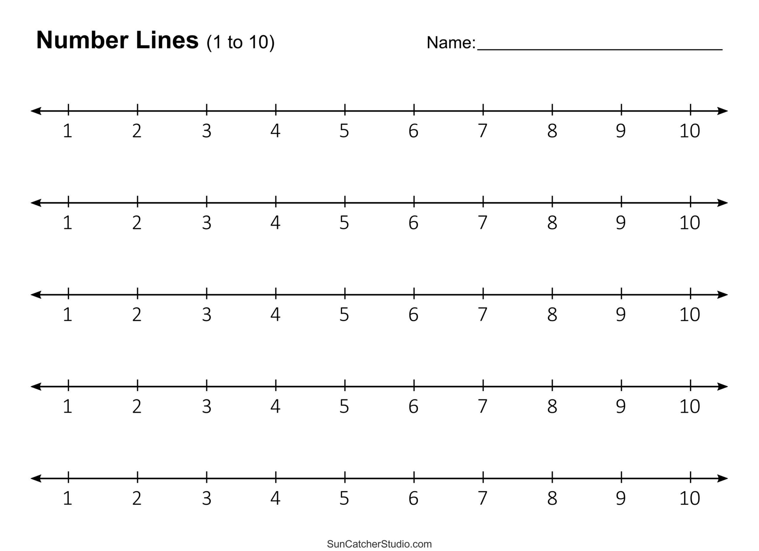 Number Line Free Printable Worksheets