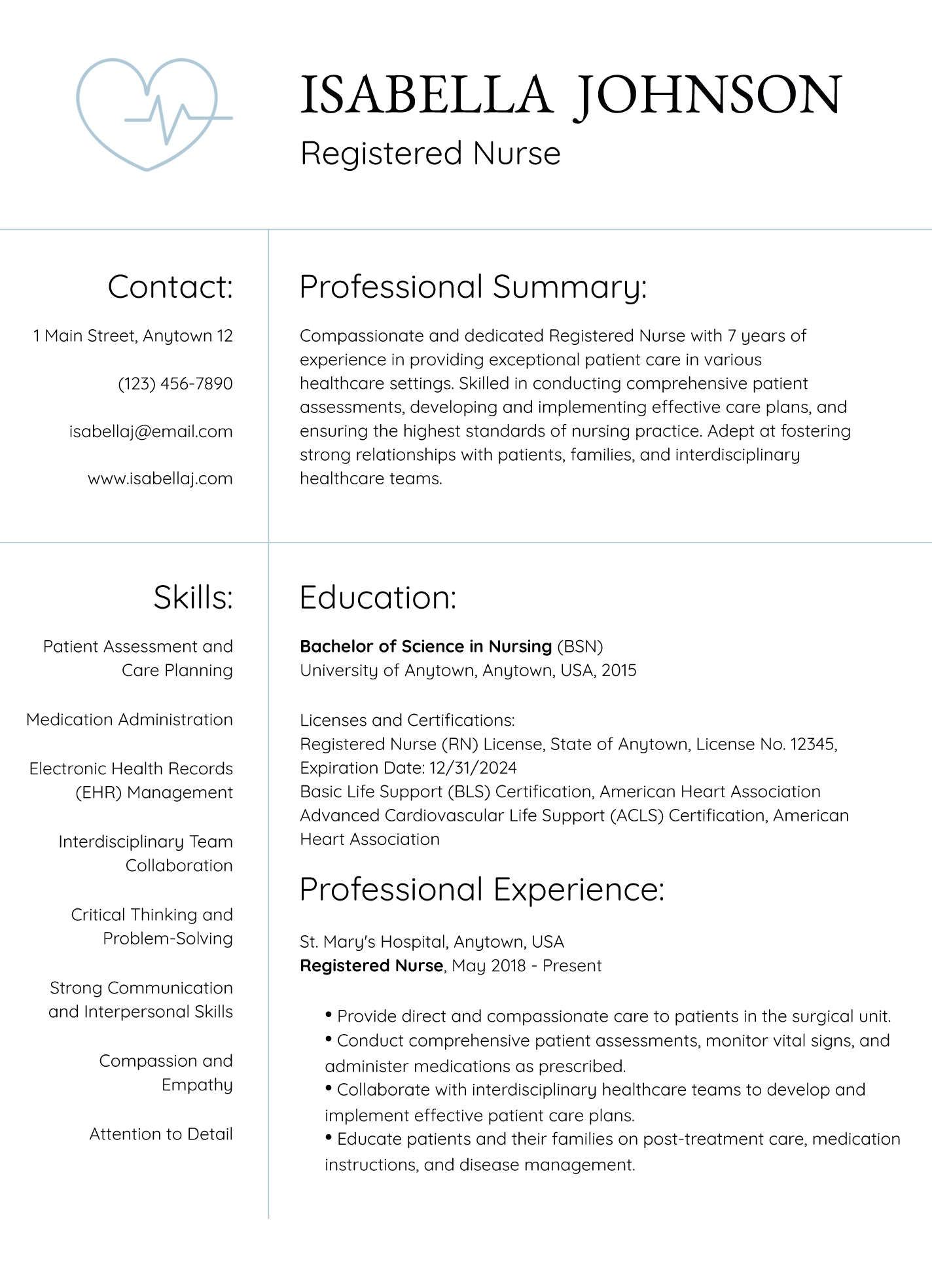 Nursing Resume Free Google Docs Template Gdoc io
