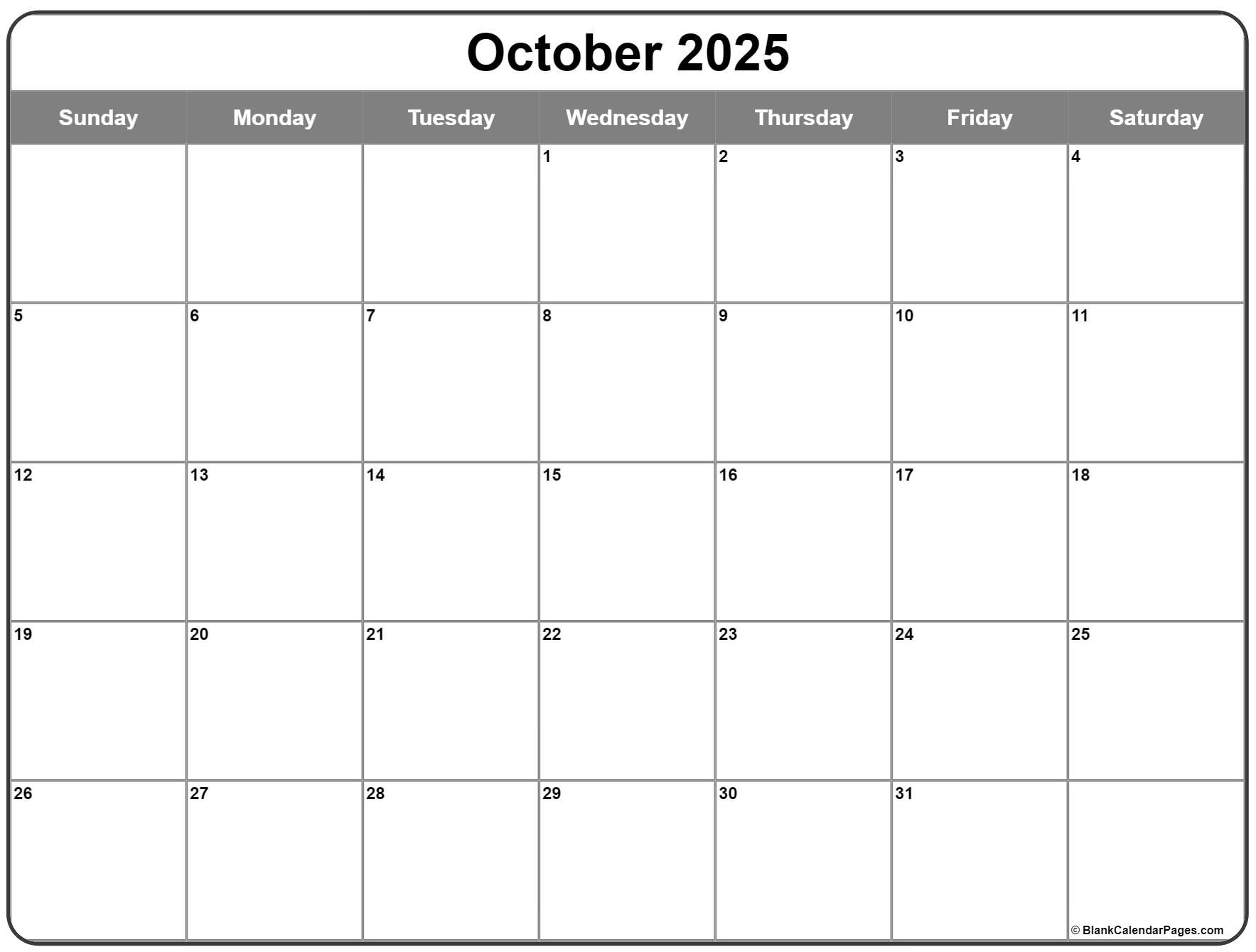 October 2025 Calendar Printabulls October 2025 Calendar Printabulls