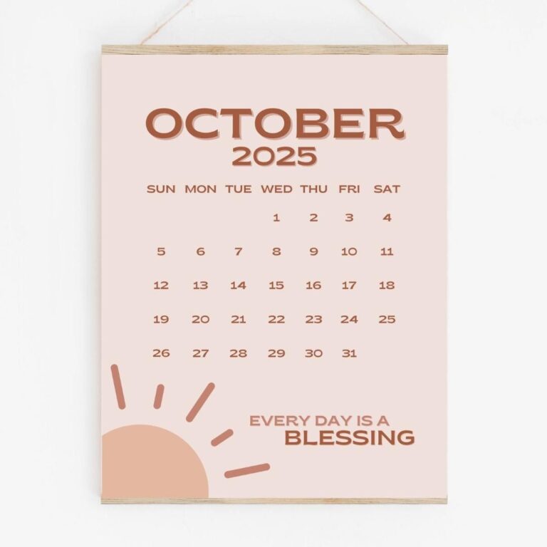 October 2025 Calendar Printable PDF October 2025 Calendar Page October 2025 Pink Boho October 2025 Cute Calendar Oct Cal Digital Download Etsy