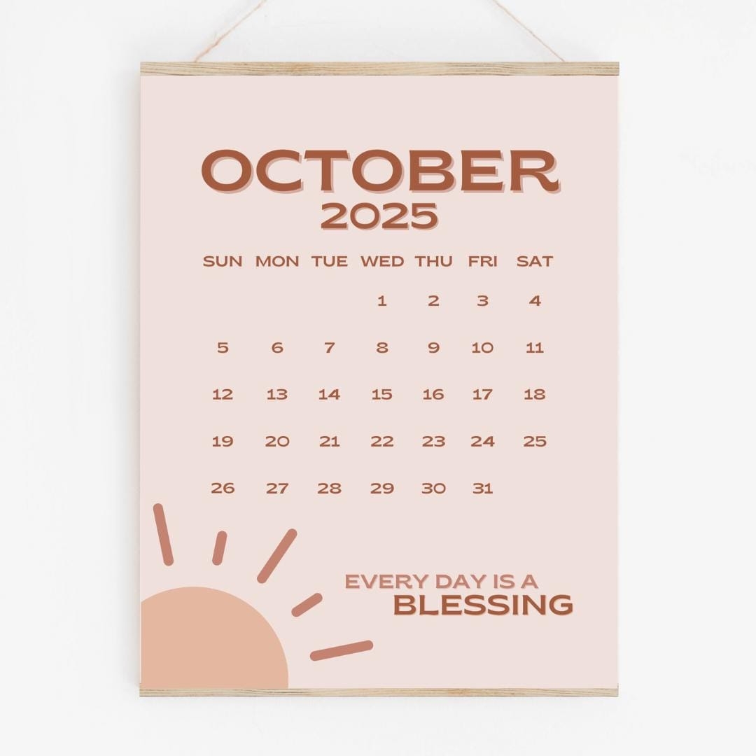 October 2025 Calendar Printable PDF October 2025 Calendar Page October 2025 Pink Boho October 2025 Cute Calendar Oct Cal Digital Download Etsy