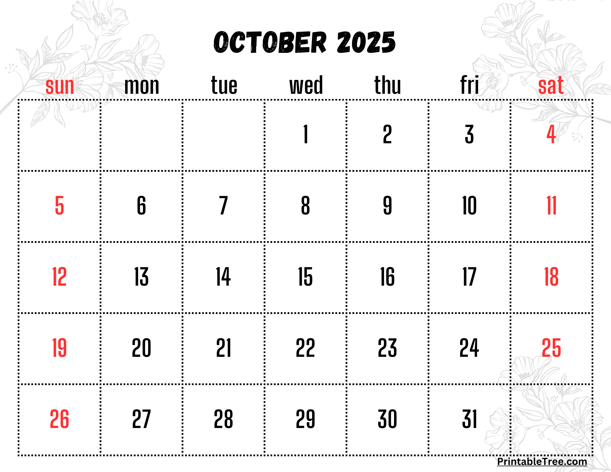 Show Me The Calendar For October 2025