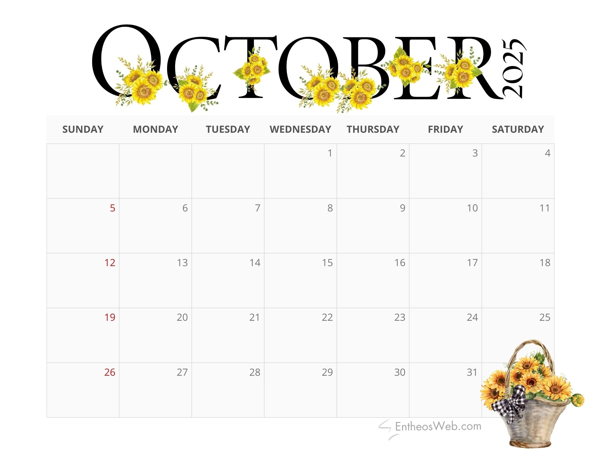October 2025 Calendar Printables EntheosWeb