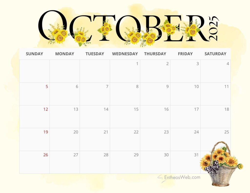 October 2025 Desktop Calendar - Free Printable Templates