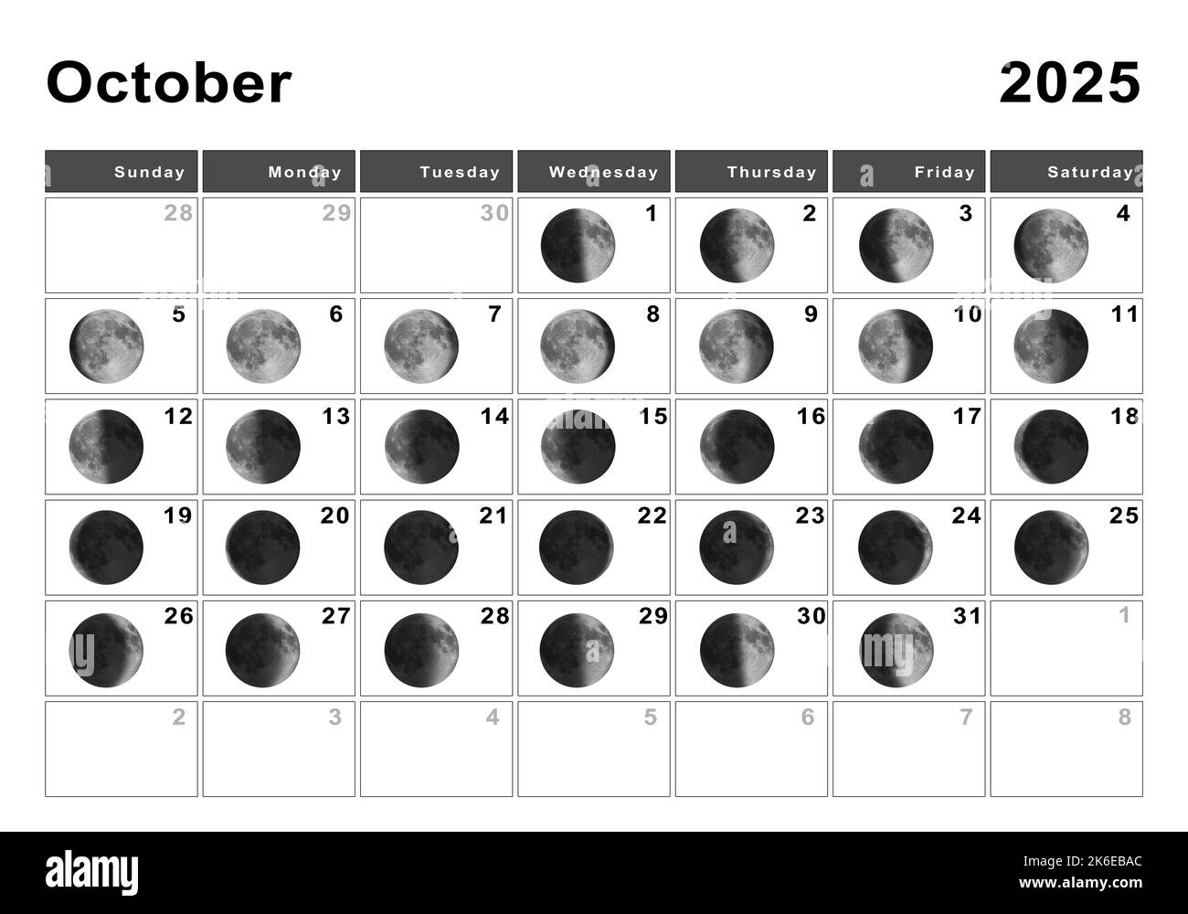 October 2025 Lunar Calendar Moon Cycles Moon Phases Stock Photo Alamy October 2025 Lunar Calendar Moon Cycles Moon Phases Stock Photo Alamy