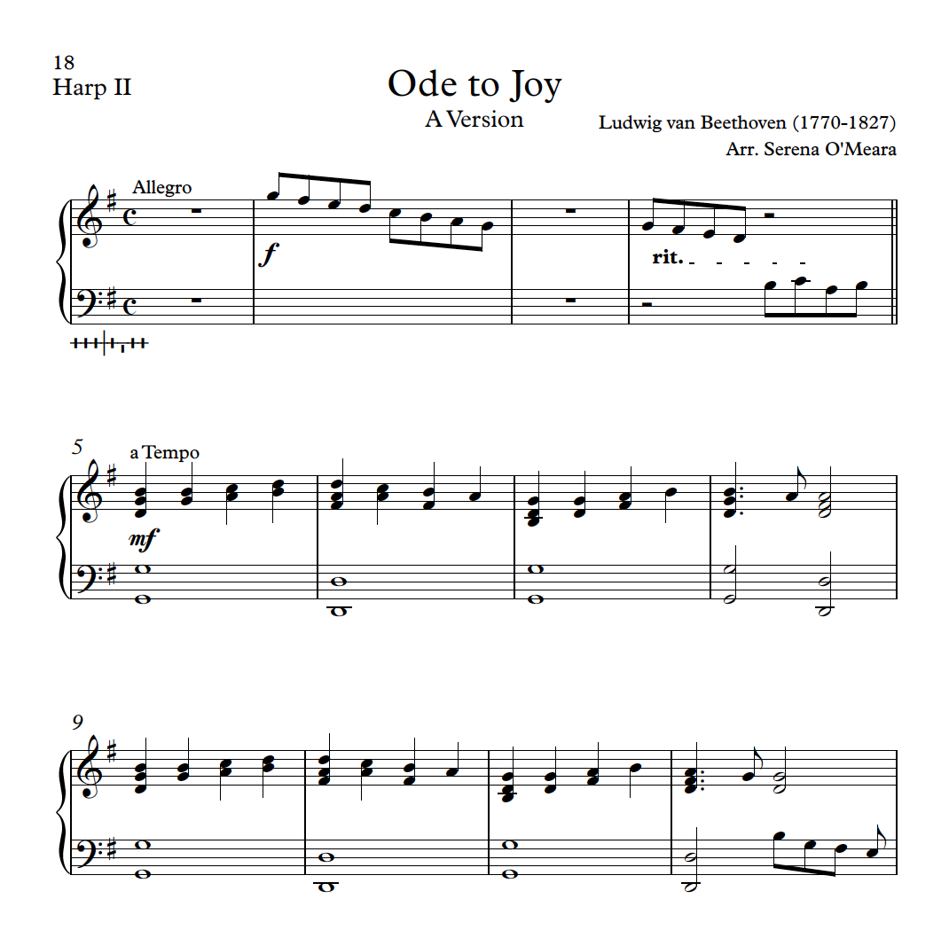 Ode To Joy Harp Column Music