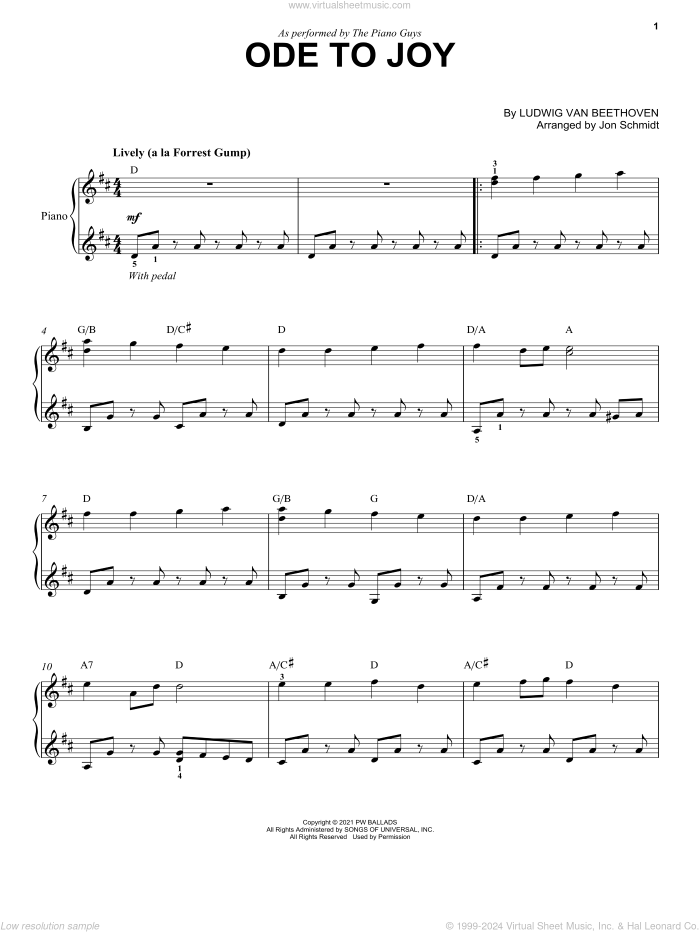 Ode To Joy Printable Sheet Music