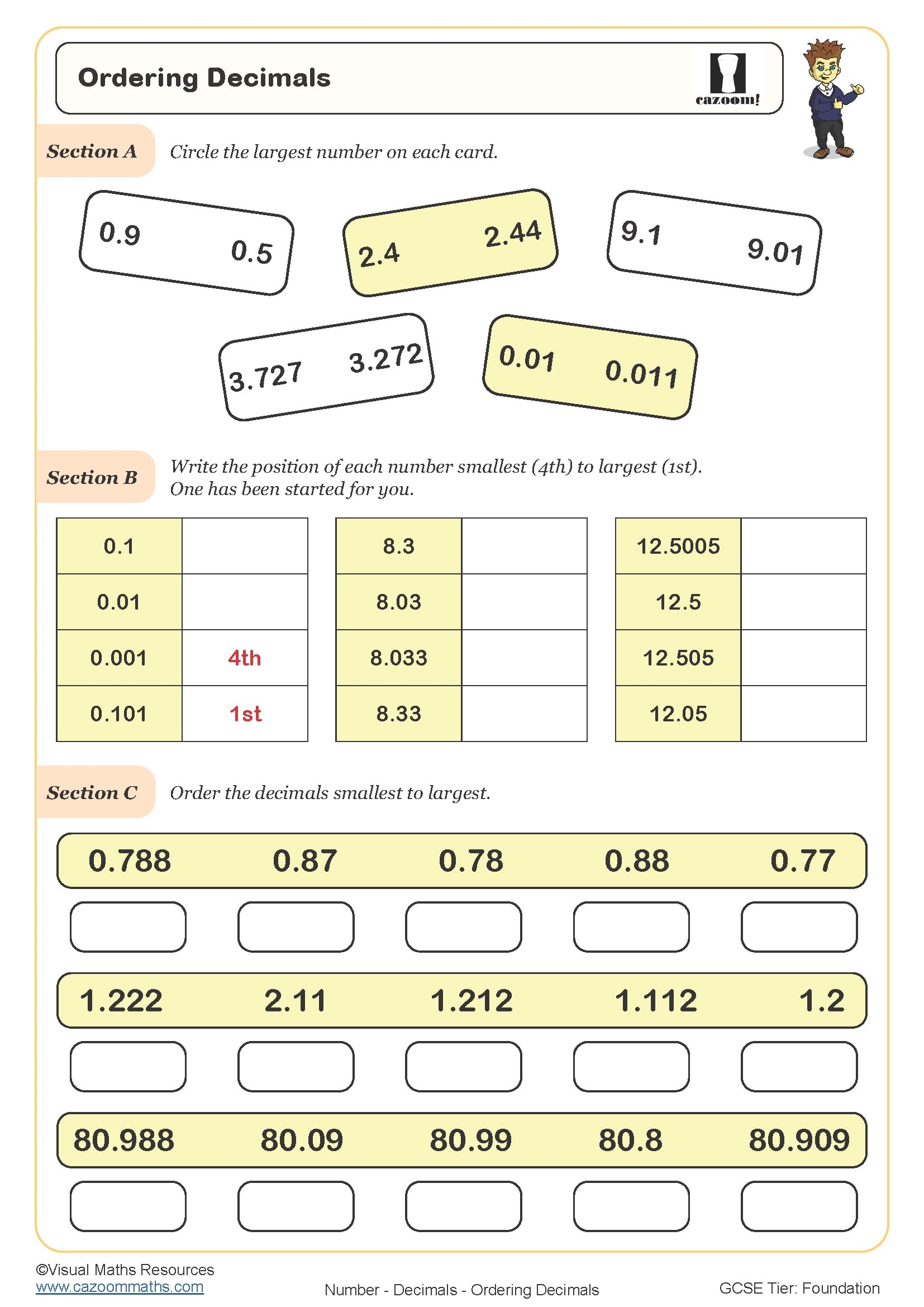 Ordering Decimals Worksheet Printable PDF Ordering Decimals Worksheet Ordering Decimals Worksheet Printable PDF Ordering Decimals Worksheet