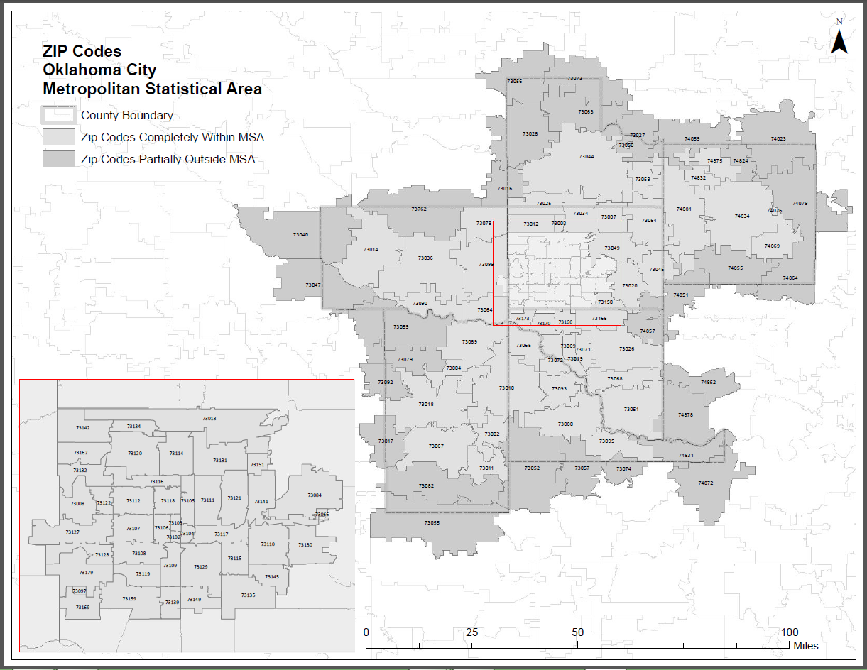 Printable Oklahoma Zip Code Map