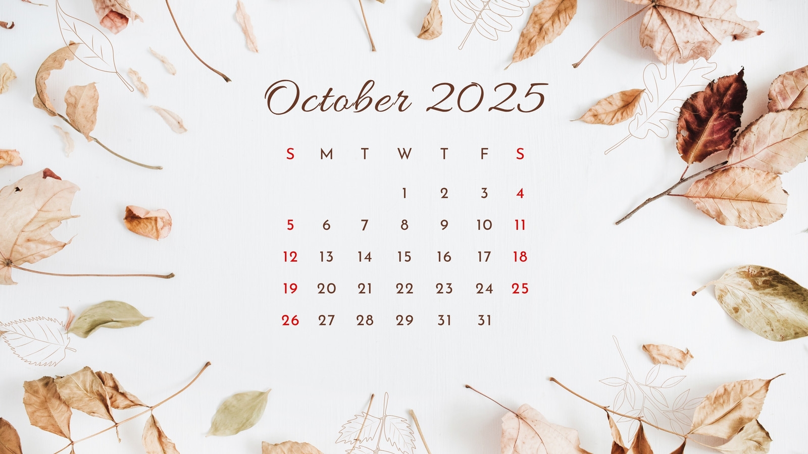 October 2025 Desktop Calendar