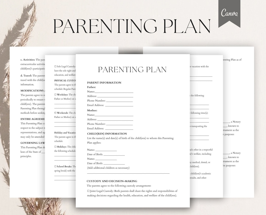 Parenting Plan Template Editable Parenting Plan Form Child Custody Form Custody Agreement Template Pdf canva Etsy Parenting Plan Template Editable Parenting Plan Form Child Custody Form Custody Agreement Template Pdf canva Etsy
