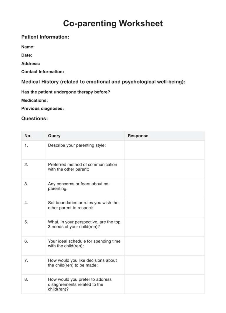 Parenting Worksheets U0026 Example Free PDF Download