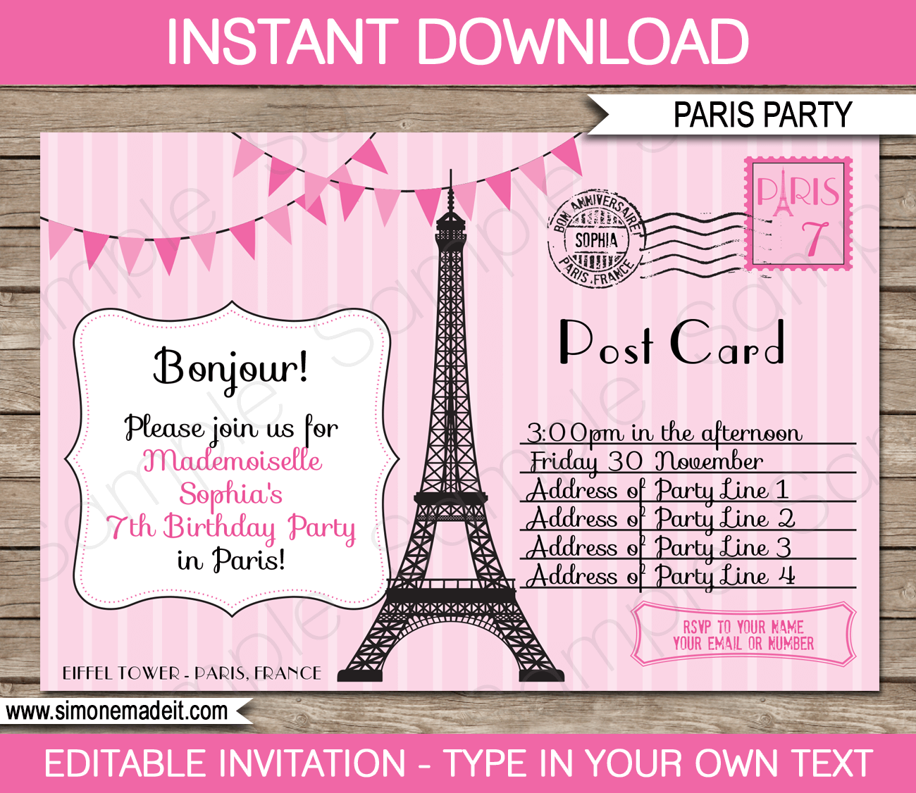 Paris Party Invitations Template Pink Paris Party Invitations Template Pink