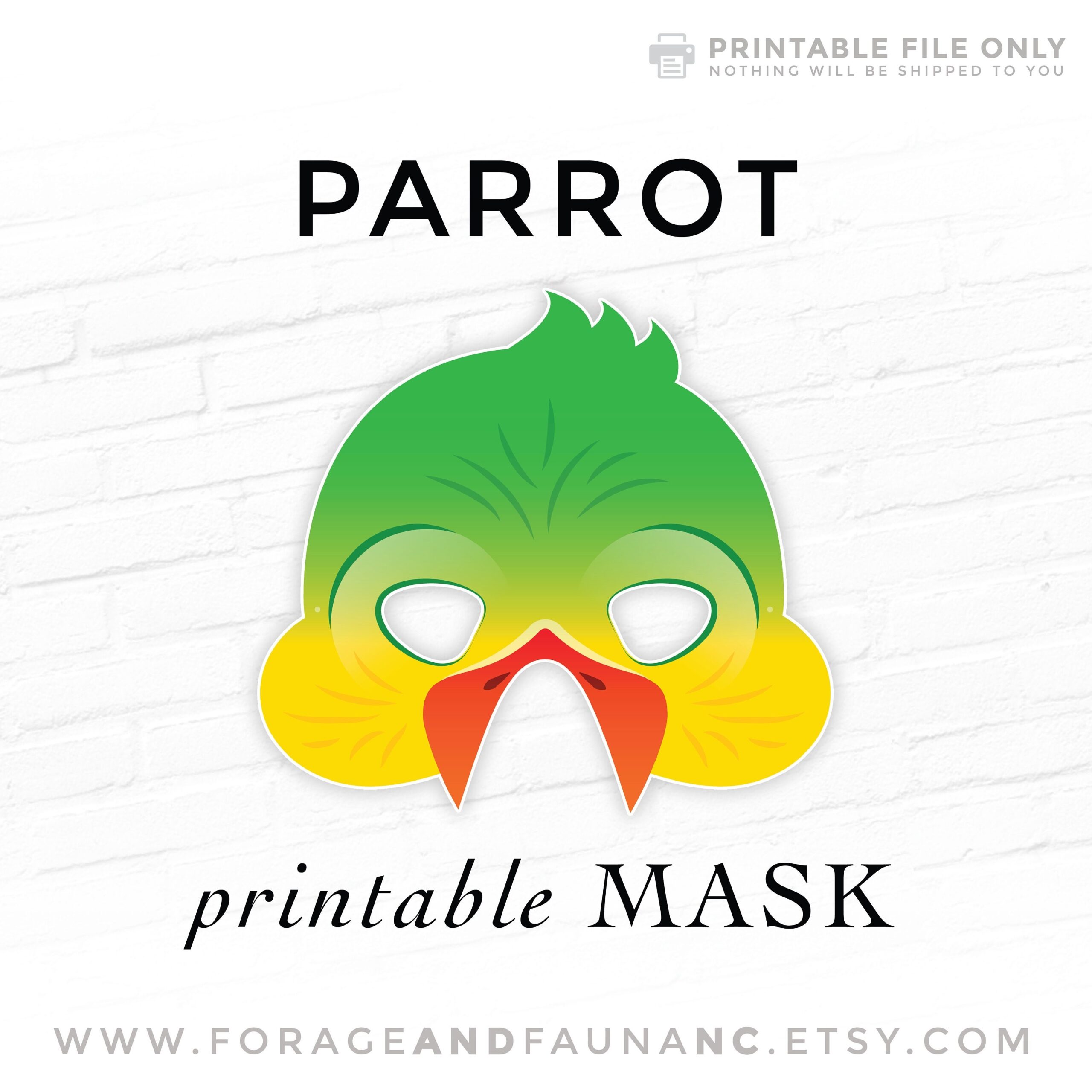 Parrot Printable Bird Mask Tropical Bird Budgerigar Budgie Macaw Parrot Printable Bird Mask Tropical Bird Budgerigar Budgie Macaw