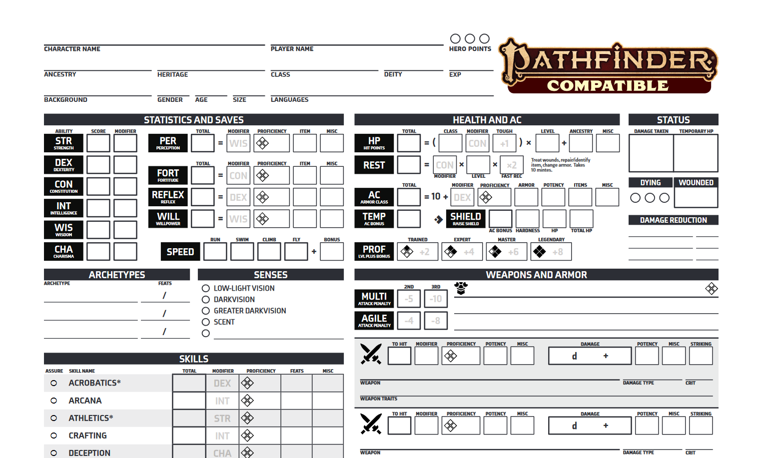Pathfinder 2E Character Sheet Released JamesTheBlog