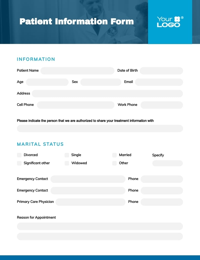 Patient Information Form Template Visme