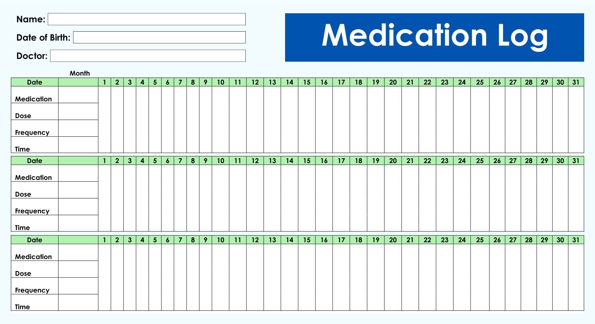 Medication Sheet Printable Medication Sheet Printable