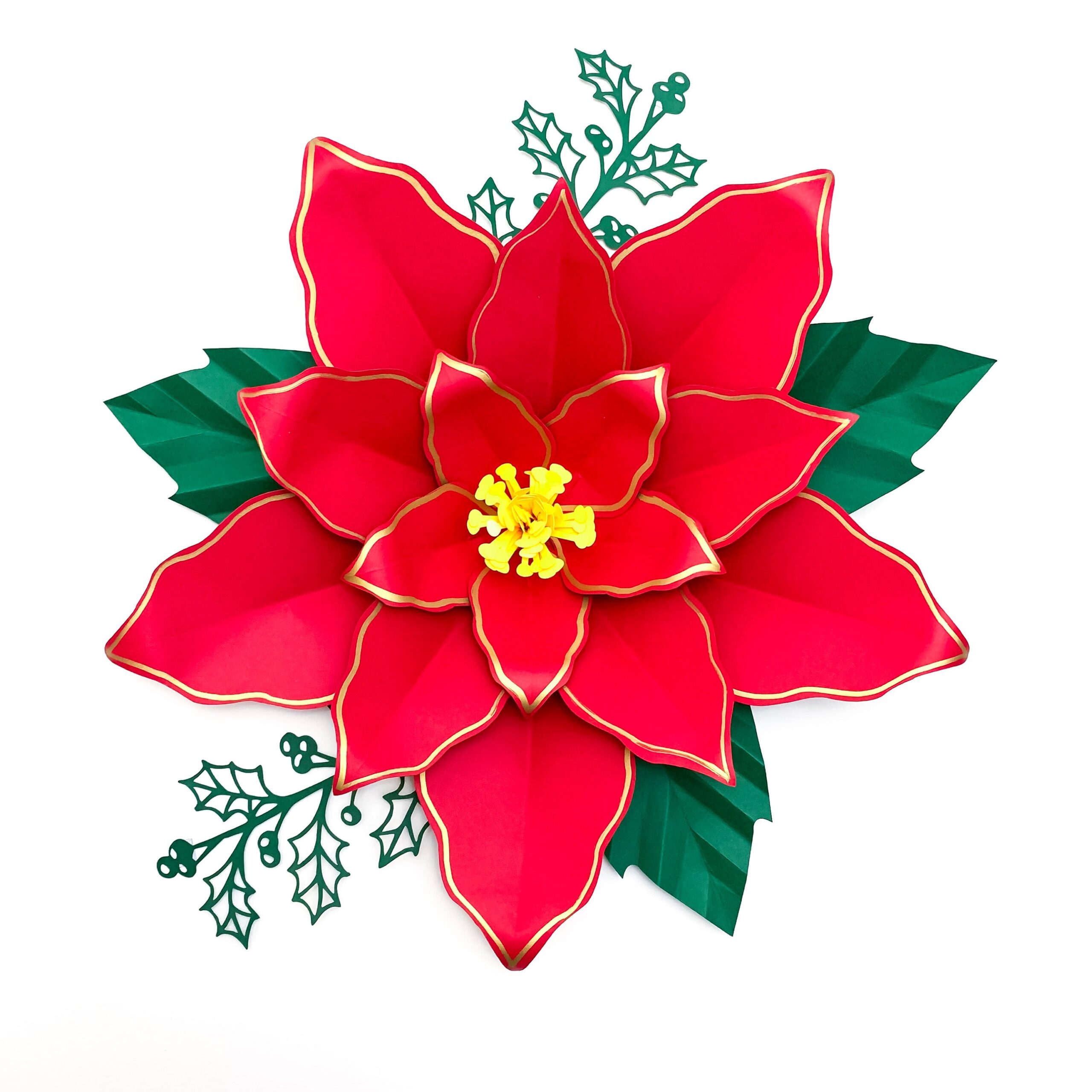 PDF Paper Flowers Poinsettia 4 Templates 3d DIY Paper Flower Christmas Decor DIY 15 16