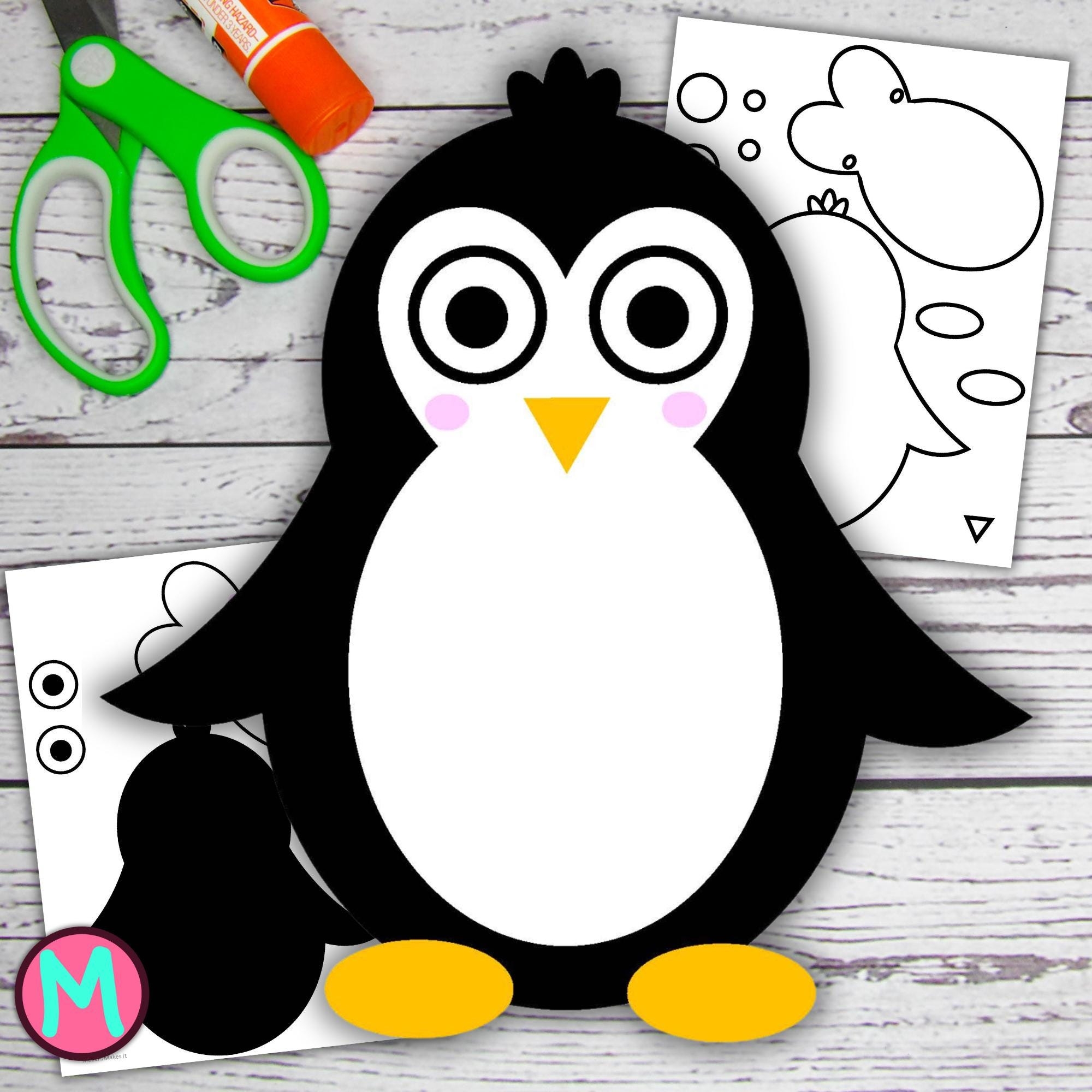 Penguin Craft Template Printable DIY Penguin Template Arts And Crafts For Kids Build A Penguin Simple Toddler Paper Craft Etsy