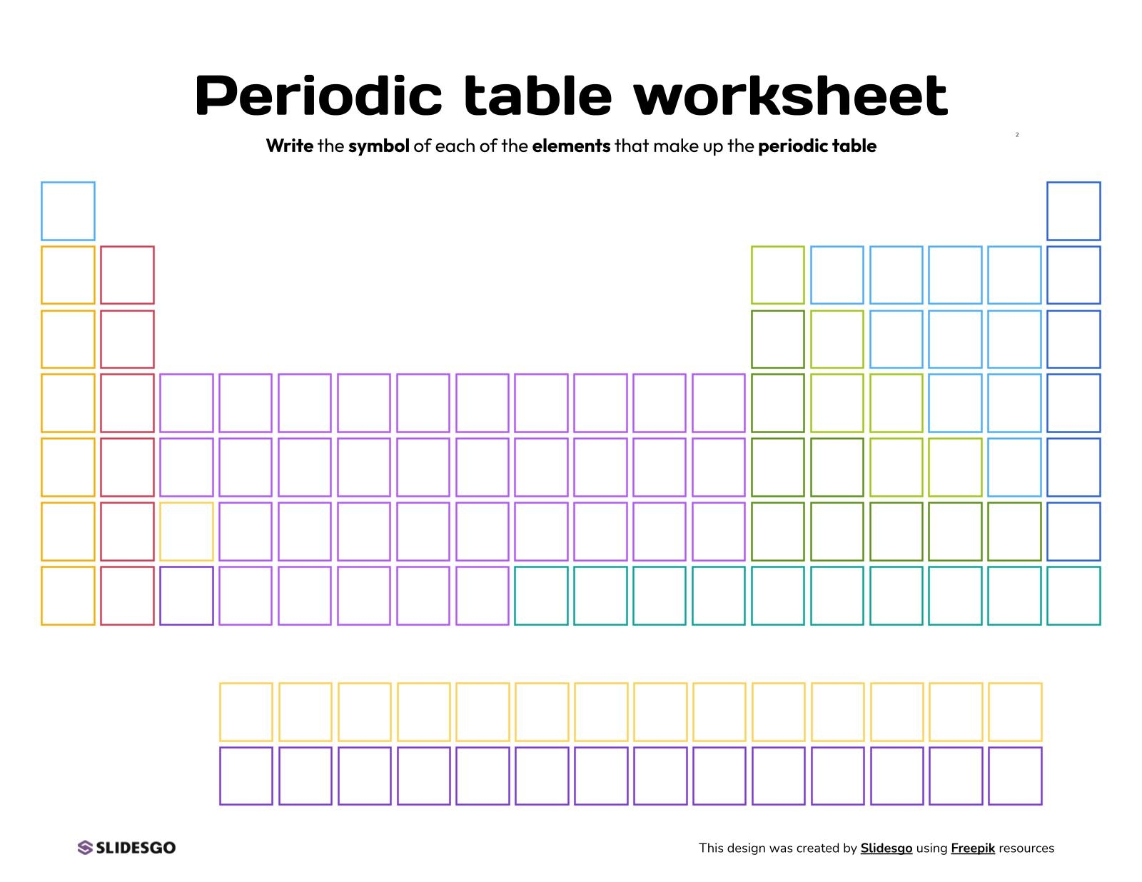 Periodic Table Worksheet Template Periodic Table Worksheet Template
