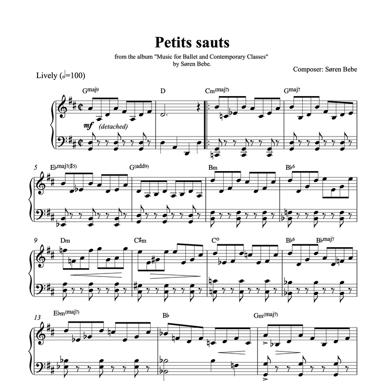 Petits Sauts Piano Sheet Music PDF By S ren Bebe