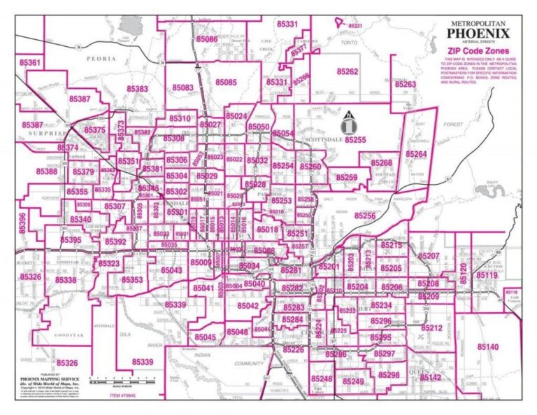 Phoenix Zip Code Map Zip Code Map Of Phoenix Arizona USA 