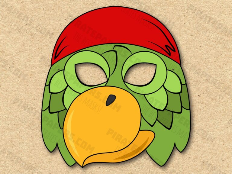 Pirate s Parrot Mask Printable Paper DIY For Kids And Adults PDF Template Instant Download For Birthdays Halloween Party Costumes 
