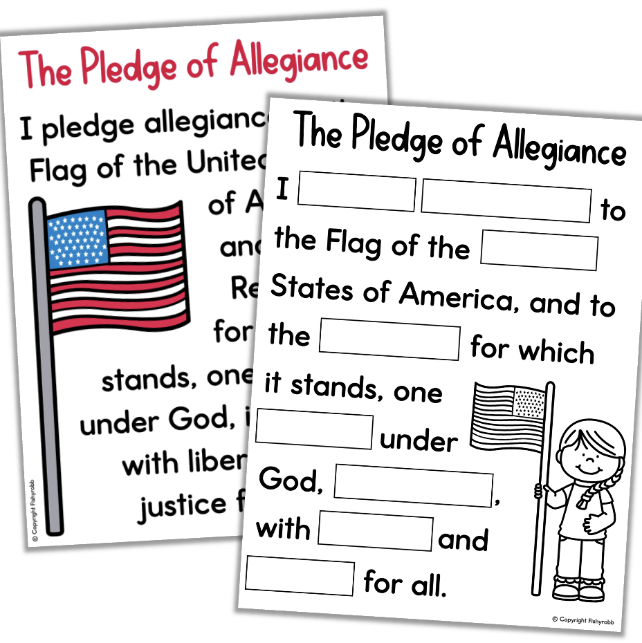 Pledge Of Allegiance Poster Worksheets Vocabulary US United States Flag Made By Teachers
