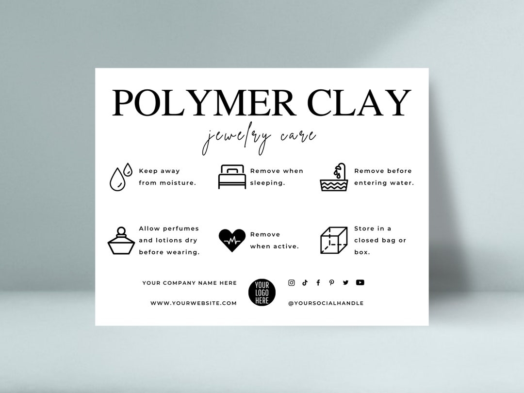 Polymer Clay Jewelry Care Card Template Editable Jewellery Care Polymer Clay Jewelry Care Card Template Editable Jewellery Care