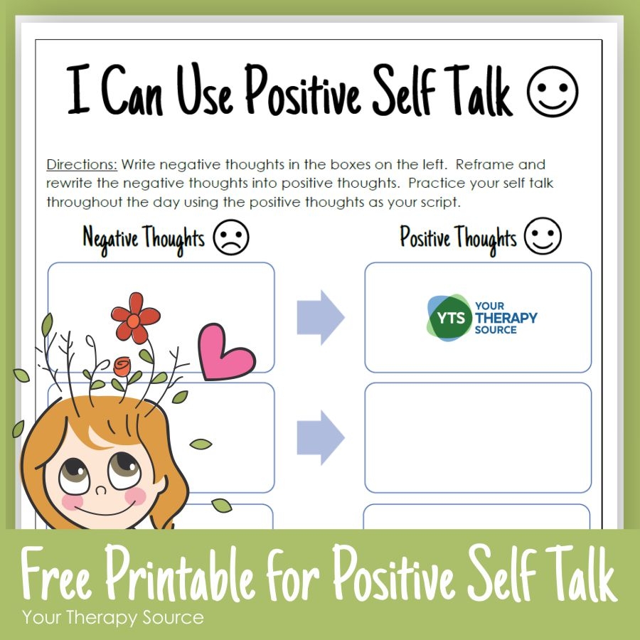 Positive Self Talk Worksheet For Kids Your Therapy Source Positive Self Talk Worksheet For Kids Your Therapy Source