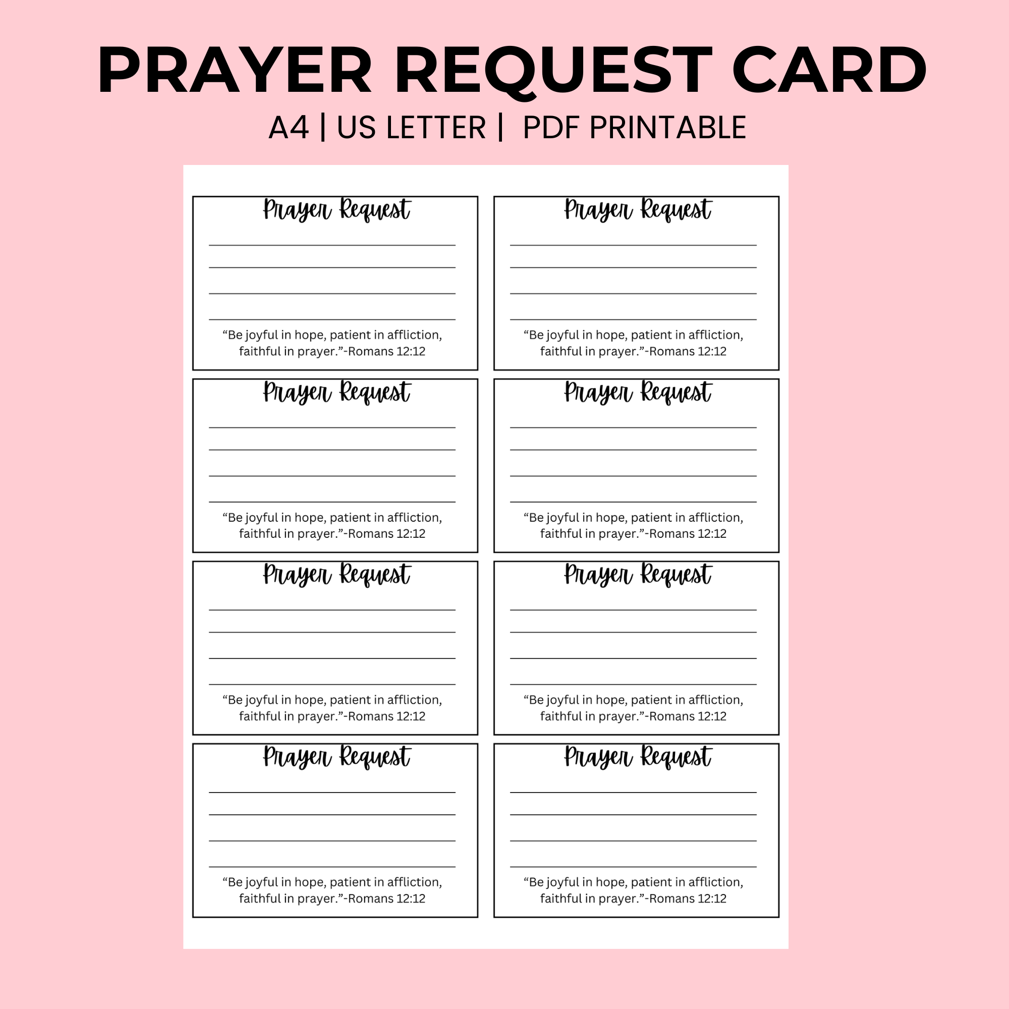 Prayer Request Card Printable