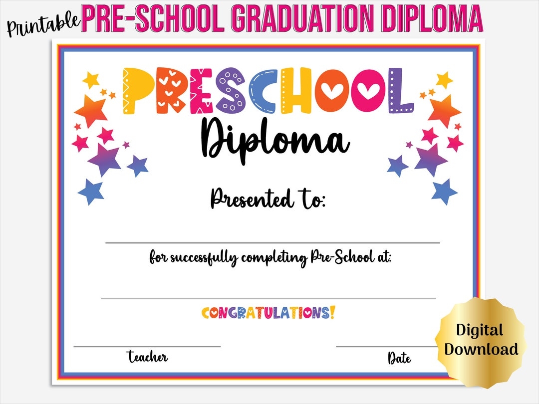 Free Printable Preschool Diploma Template Free Printable Preschool Diploma Template