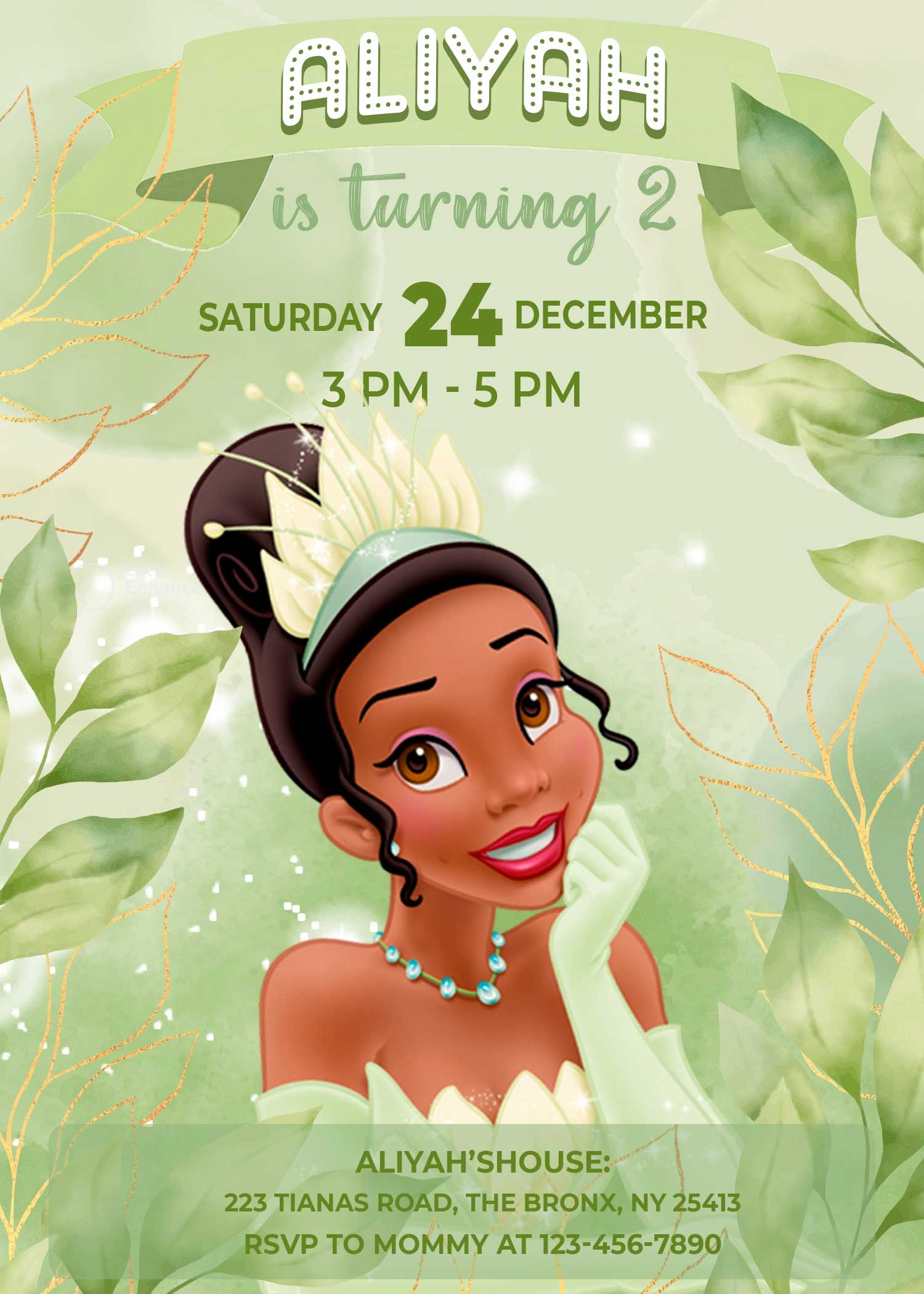 Princess And The Frog Birthday Invitation FREE Backside 24H Ready