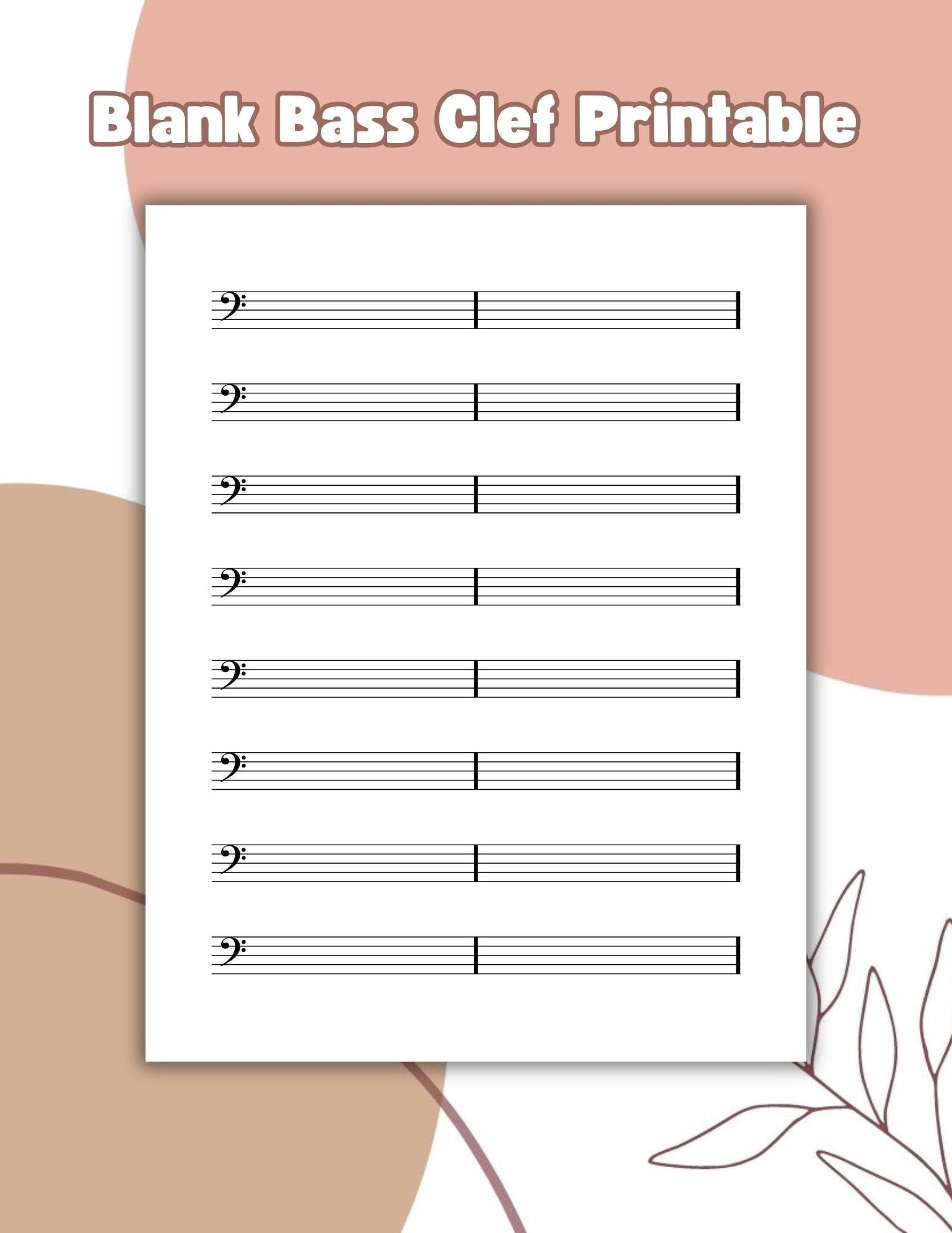 Printable Bass Clef Sheet Music Blank Staff Paper Blank Sheet Music Etsy