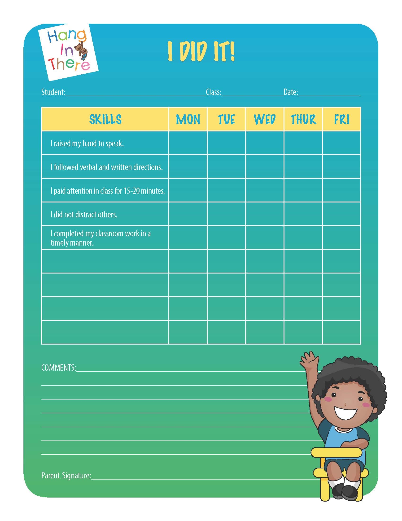 Printable Behavior Chart For Classroom