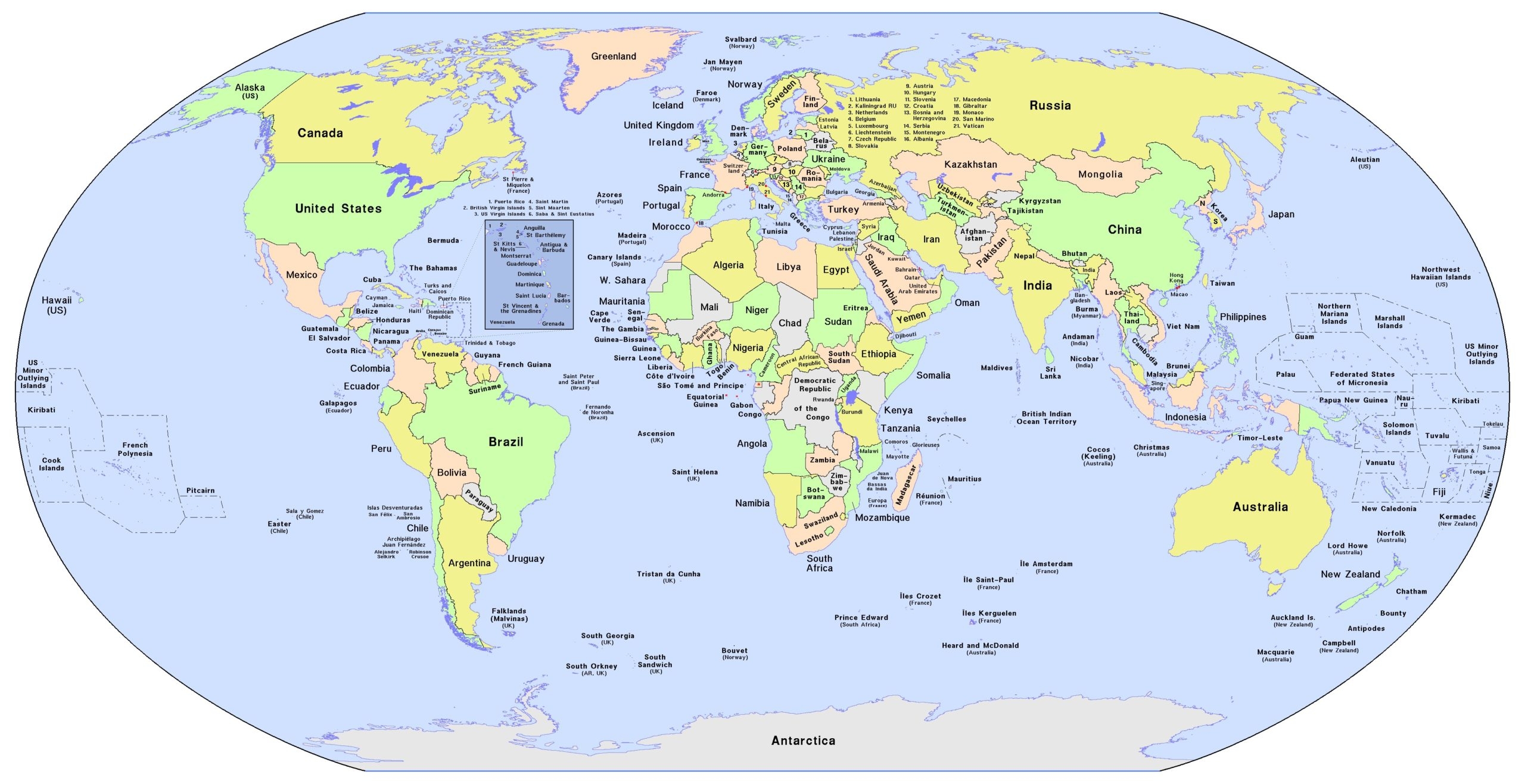 World Map With Countries Printable