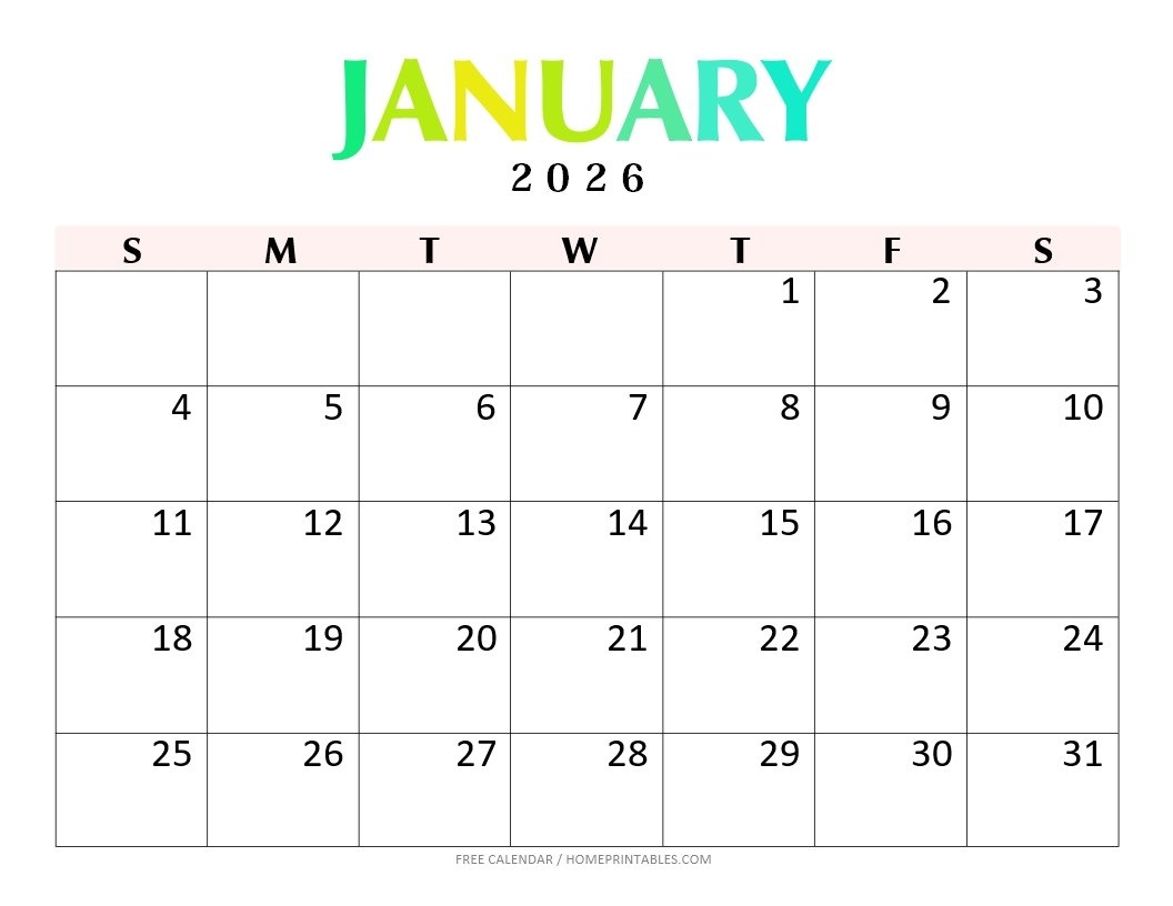 Printable Calendar 2026 Best Free PDF Templates Home Printables