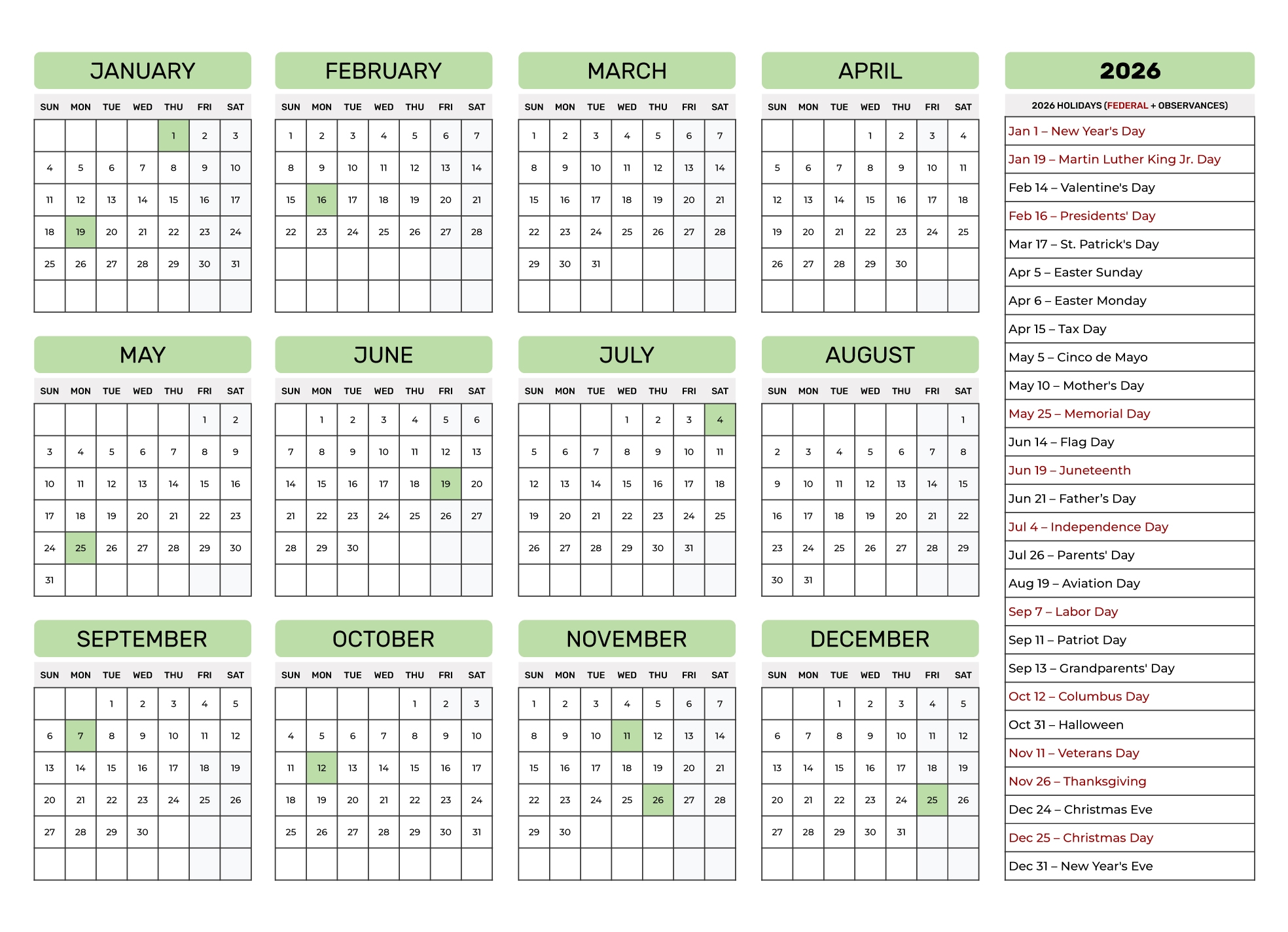 Printable Calendar With Holidays Free Google Docs Template Gdoc io Printable Calendar With Holidays Free Google Docs Template Gdoc io