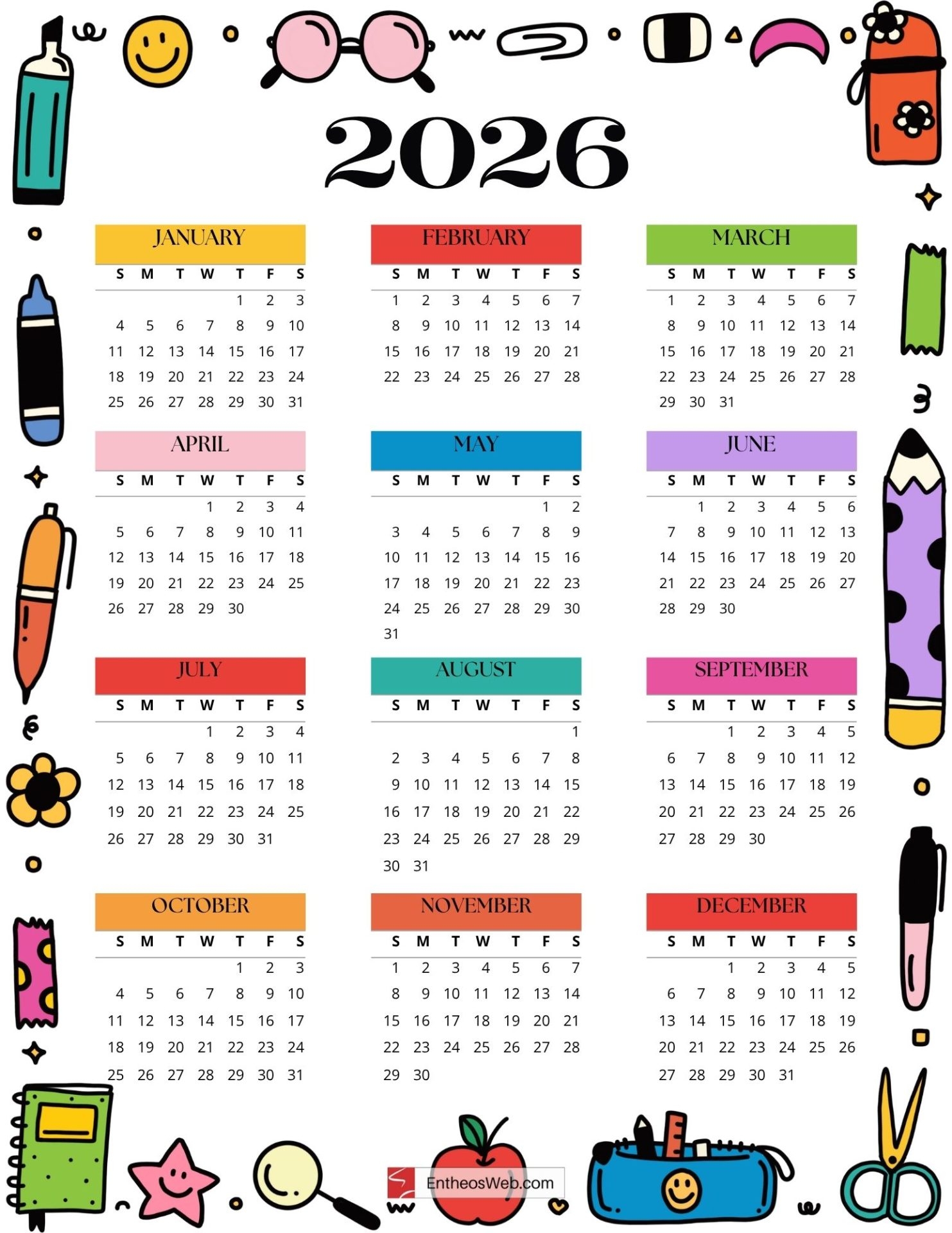 Printable 2026 And 2026 School Calendar