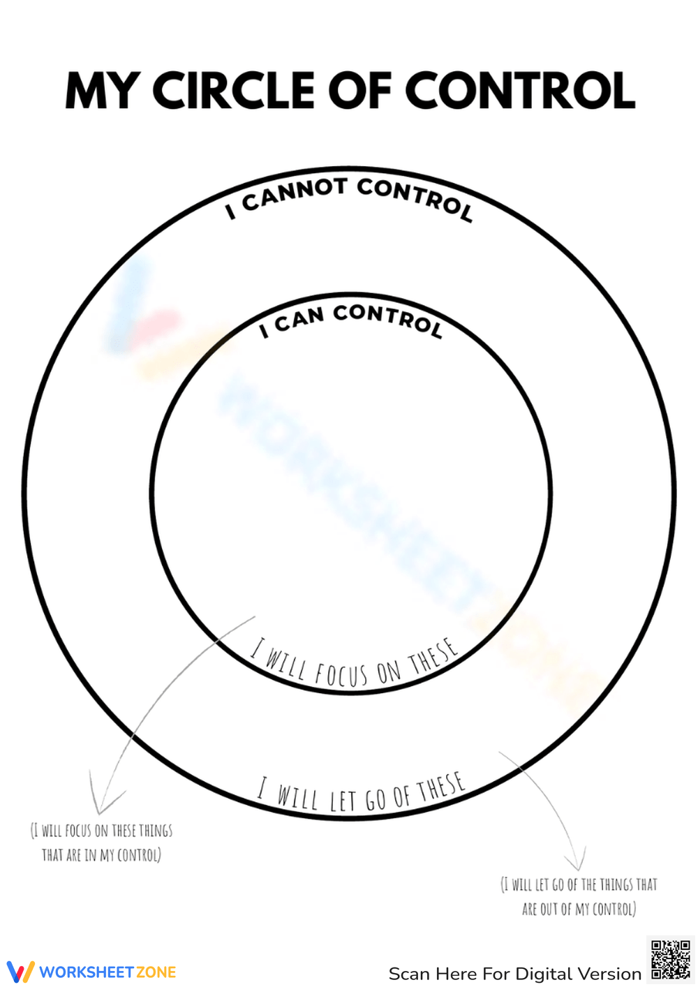 Printable Circle Of Control Worksheets Printable Circle Of Control Worksheets