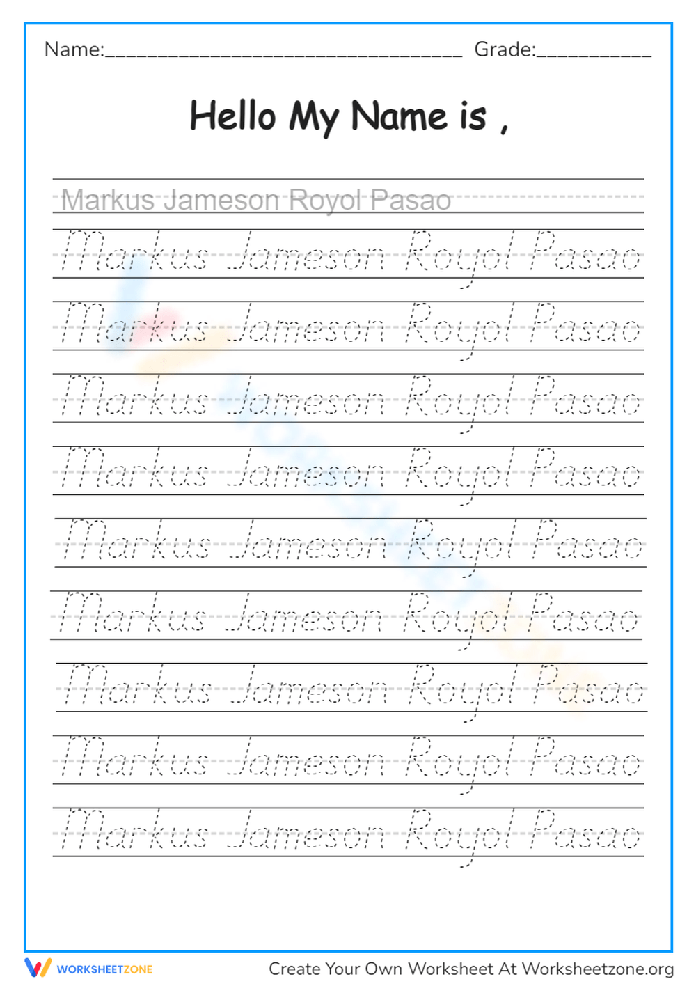 Printable Cursive Tracing Worksheets